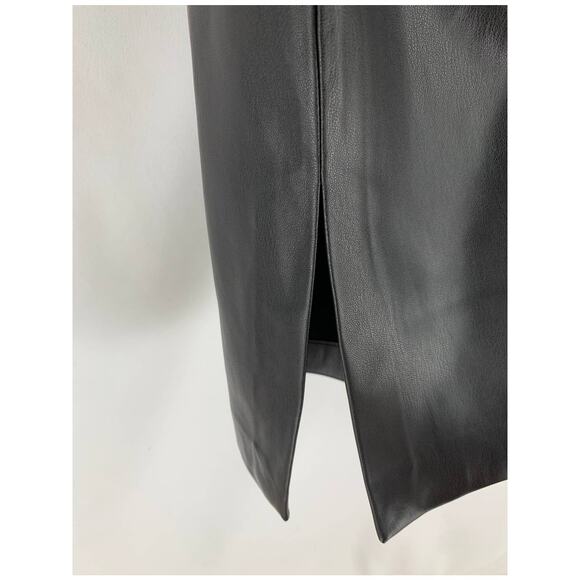 Mango MNGO Leather Effect Straight Trouser Pants Split Hem Womens Size 6 Black - Picture 5 of 10